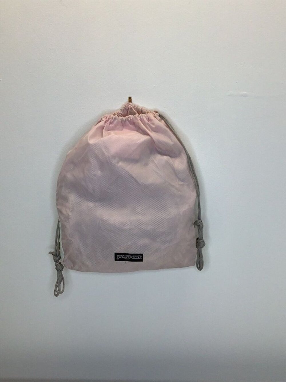 Jansport Pink & White Vintage Drawstring Bag, Used